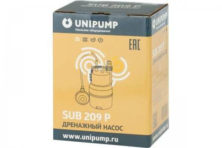 Дренажный насос UNIPUMP SUB 209 P, 5 погружение, 6 м подъем, 133 л\мин, 250 Вт фото 8