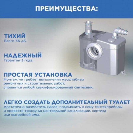 Канализационная станция SFA SANITOP для унитаза, 2 входа, 4 м напор фото 3