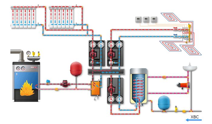 Коллектор Buderus HKV 2 / 32 DNA гребенка отопительного контура, 32 мм, 2 контура фото 3