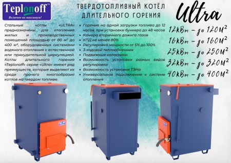 Котел дровяной Teplonoff Wood (уголь + дрова) 12кВт на дровах, 16 кВт на угле, до 6-7 часов фото 3