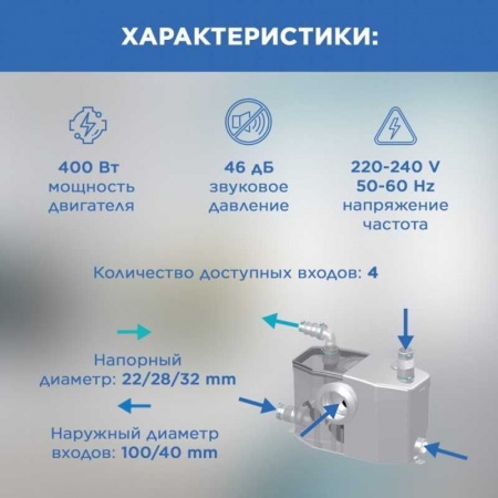 Насос санитарный SFA SANIPRO, для унитаза, 4 входа фото 10