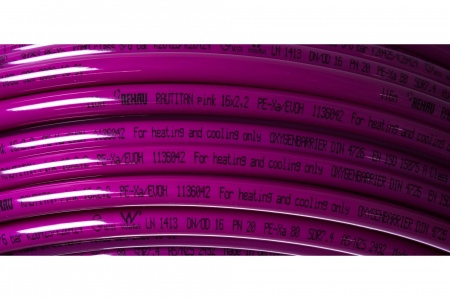 Труба PEXa 16*2.2 REHAU RAUTITAN Pink PLUS (120 м) лиловая с кислородным барьером фото 3