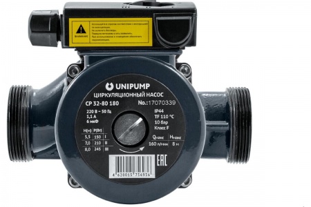 Циркуляционный насос UNIPUMP CP 32-80 180 мм с гайками, напор 8 м, диаметр 32 мм, расход 135 л\мин, 3 скорости, 77870 фото 5