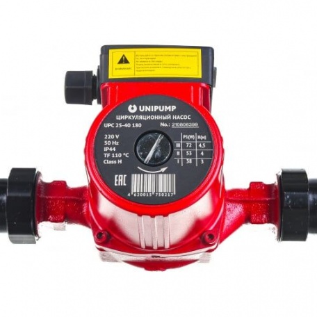 Циркуляционный насос Unipump UPС 25-40 180 мм с гайками, напор 4 м, диаметр 25мм, расход 58 л\мин, 3 скорости, 53843