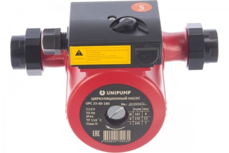 Циркуляционный насос Unipump UPС 25-80 180 мм с гайками, напор 8 м, диаметр 25мм, расход 166 л\мин, 3 скорости, 93873 фото 6