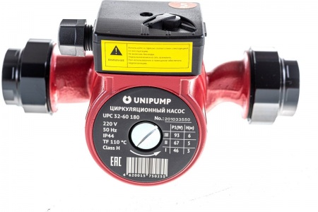 Циркуляционный насос Unipump UPС 32-60 180 мм с гайками, напор 6 м, диаметр 25мм, расход 63 л\мин, 3 скорости, 15467 фото 11